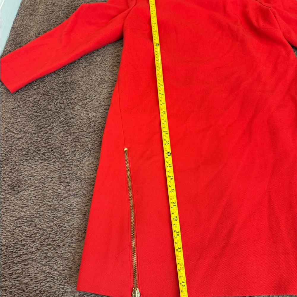 2 FOR $25 J CREW Double Zip Shift Dress Red Gold Zipper 3/4 Sleeve Sheath 6 $138 - Picture 7 of 9